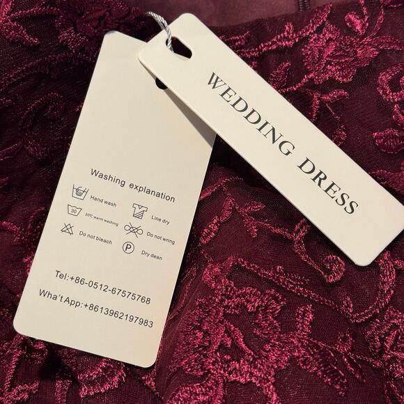 NWT Wedding Dress Gown Dark Romance Whimsigoth Boho Lace Floral Maroon Medium - Picture 3 of 7